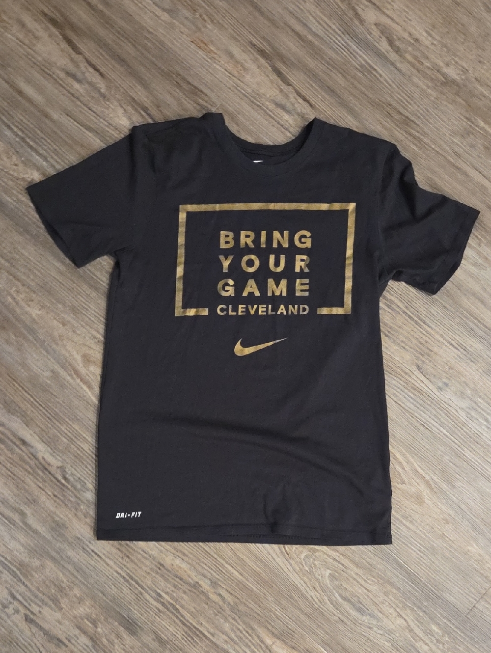Nike Black Tee with Gold "Bring Your Game" Graphic